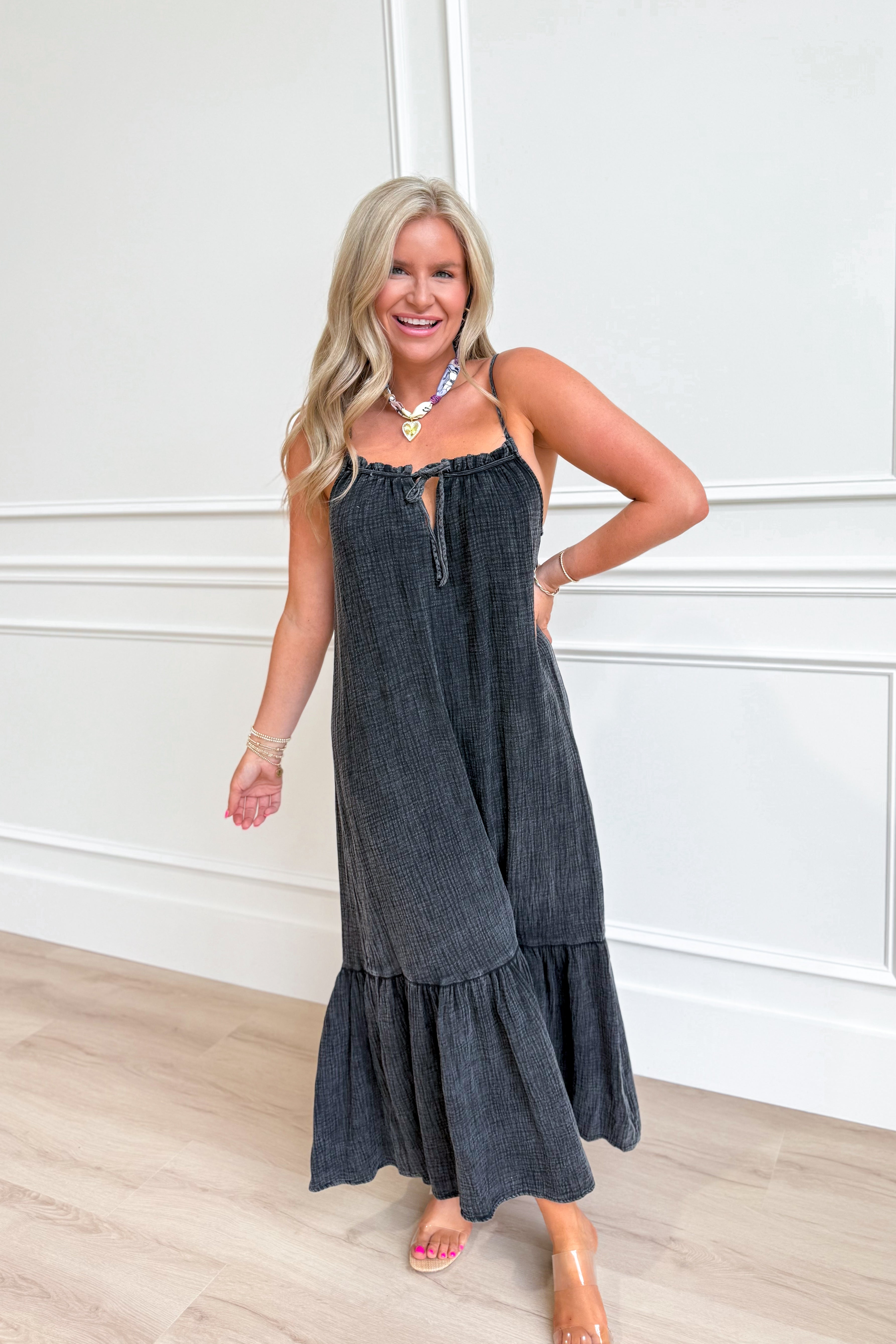 Carrie Ruffle Gauze Maxi Dress - Be You Boutique