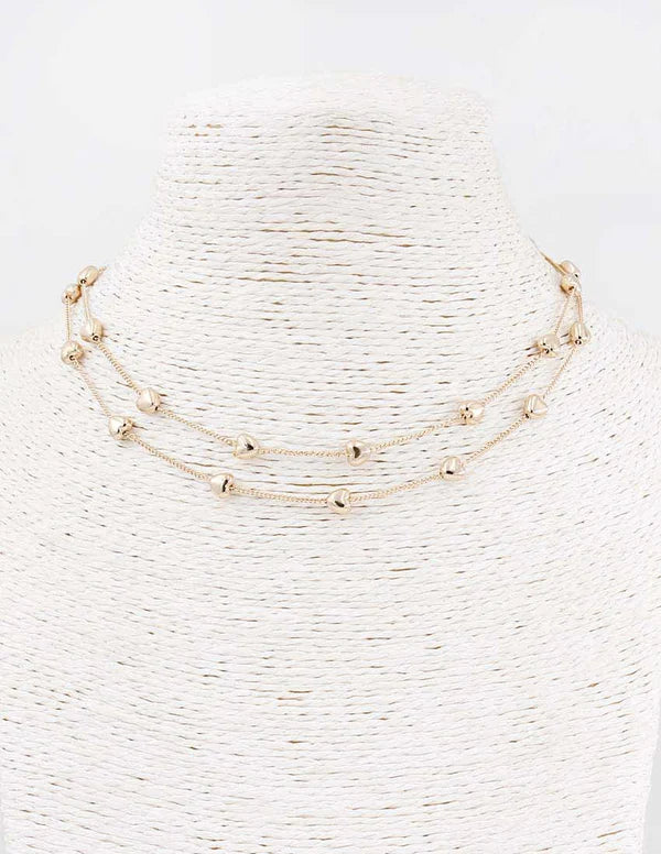 Double Heart Layered Necklace - Be You Boutique