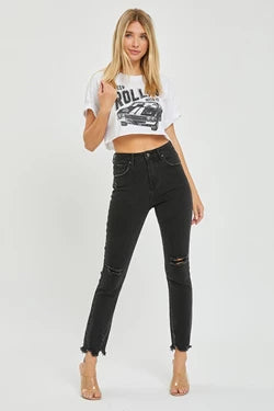 Risen Burgin High Rise Distressed Slim Straight Leg Jeans - Be You Boutique
