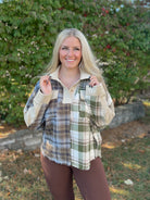 Lisa Plaid Color Block Button Collared Top - Be You Boutique