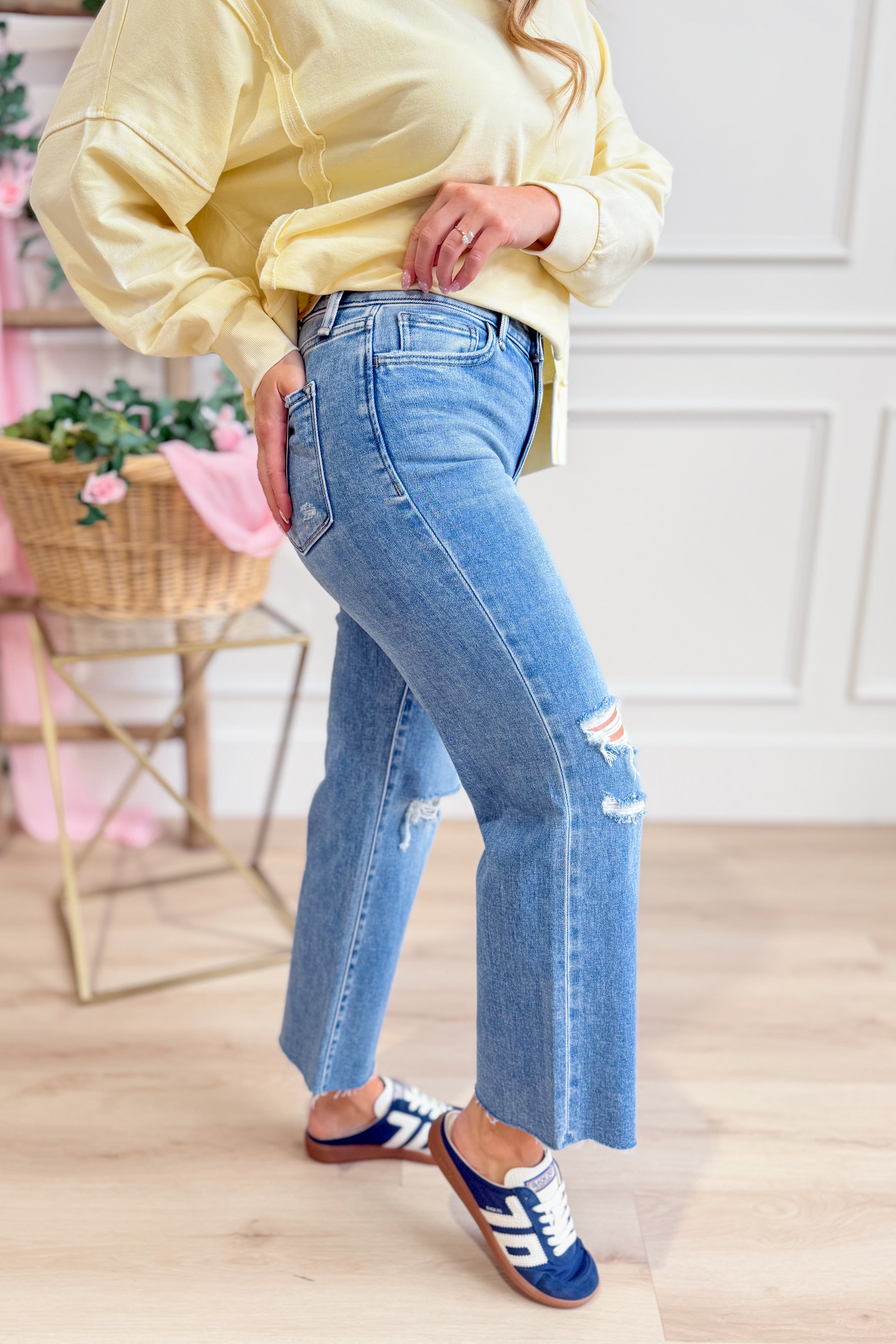 Vervet Ryan High Rise Slim Wide Jeans - Be You Boutique