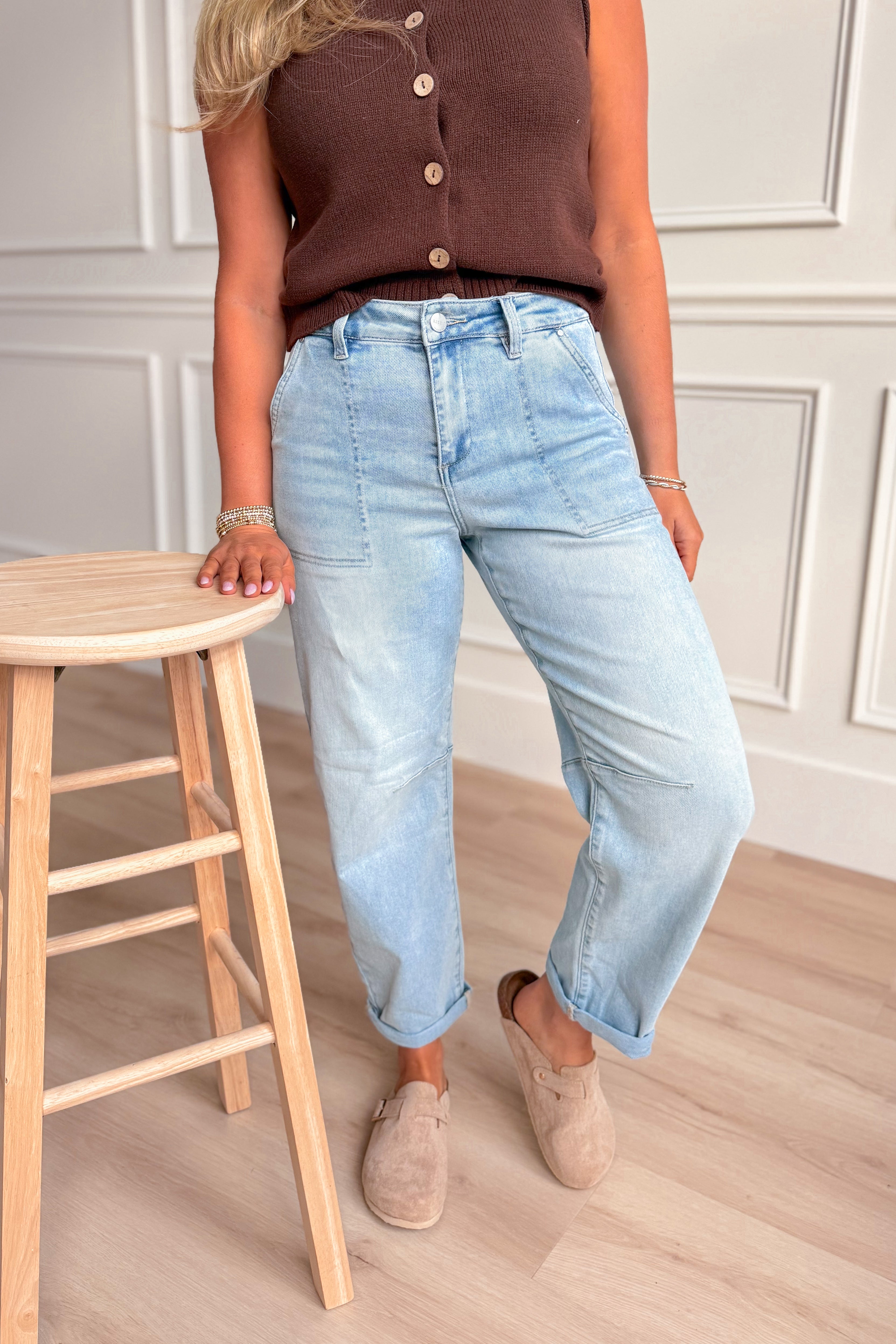 Risen Zach Mid Rise Barrel Jeans [1-3XL] - Be You Boutique