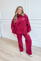 Crimson mock neck sweatshirt from BUCKET LIST's 137 Graphic Sweatshirts collection, featuring a rolled collar and casual fit.