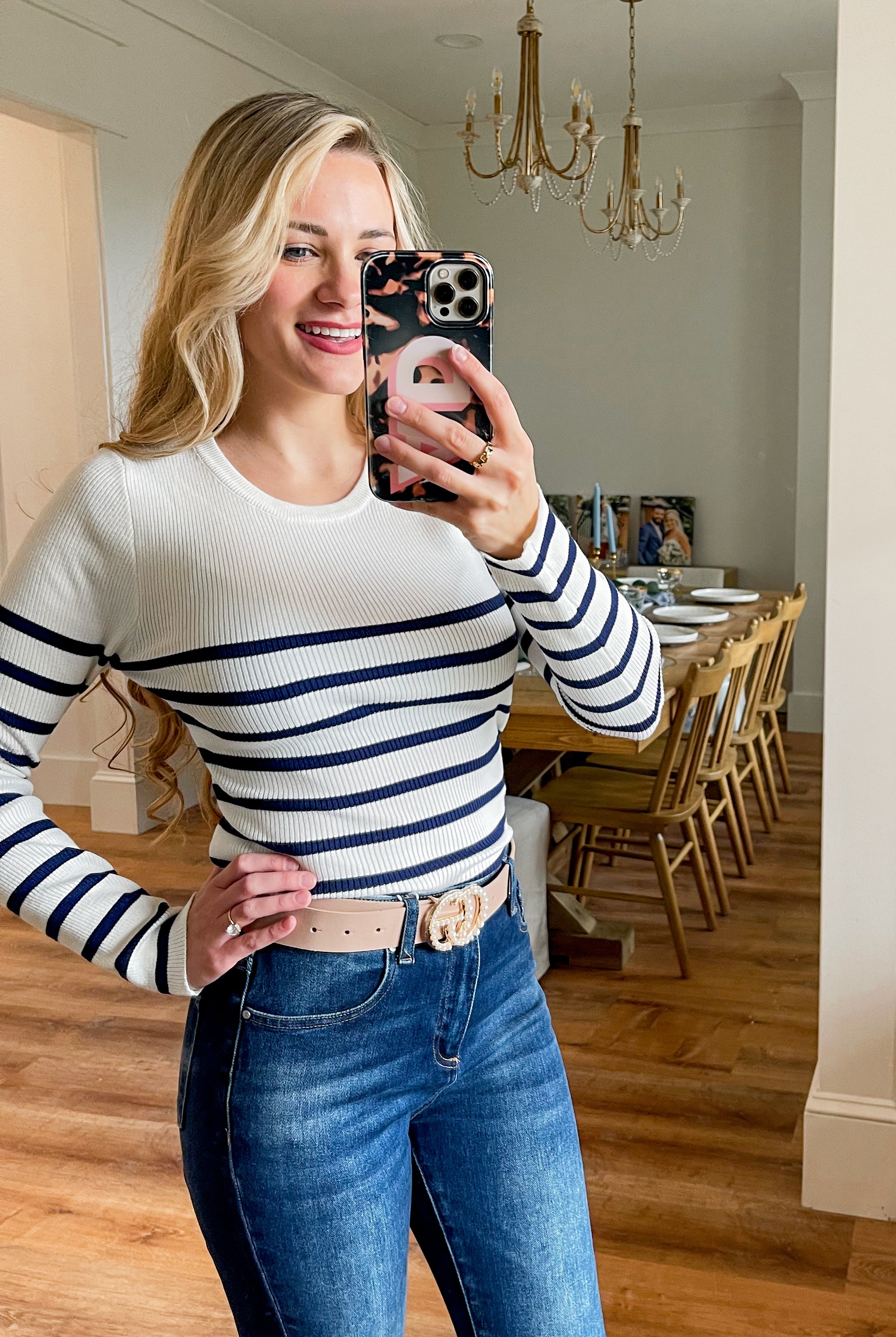 Agnes Stripe Ribbed Long Sleeve Top - Be You Boutique