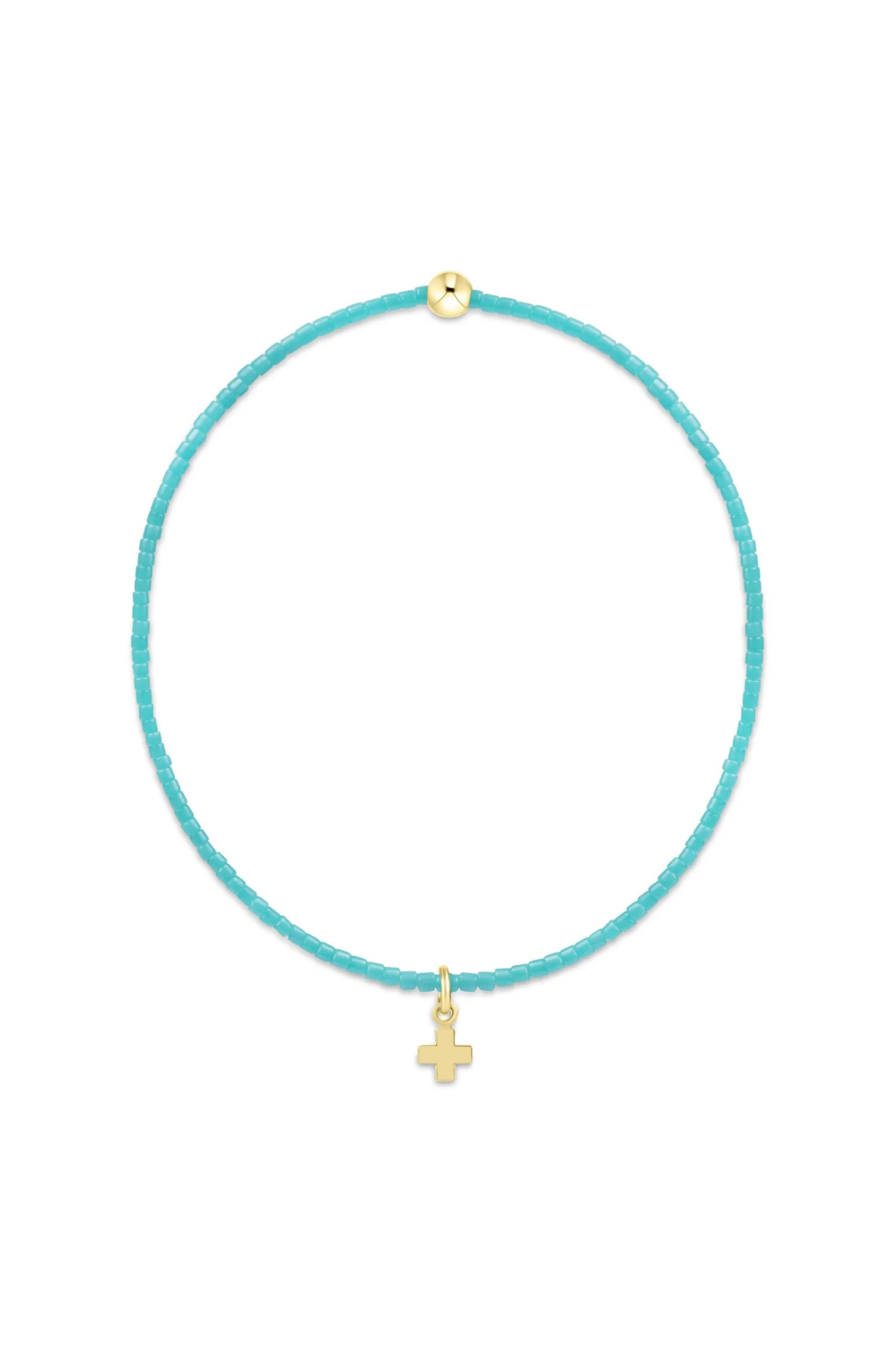 Enewton turquoise hope classic signature cross charm bracelet featuring a silver chain and a turquoise cross pendant.