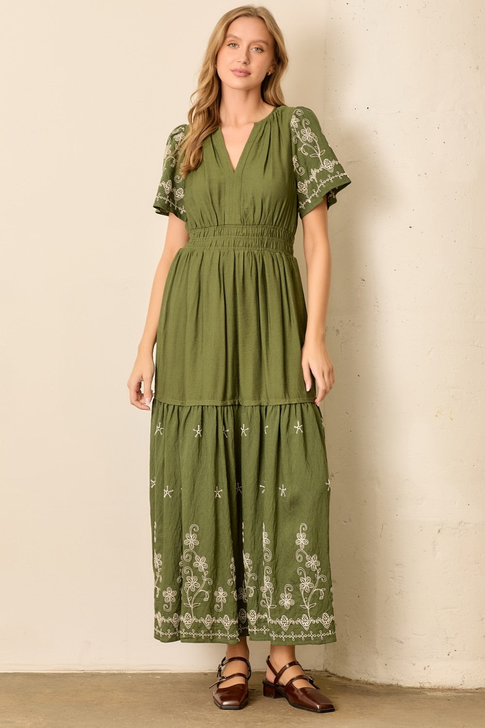 Reagan Embroidery Short Sleeve Dress - Be You Boutique