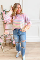 Sophie Multi Striped Round Neck Sweater - Be You Boutique
