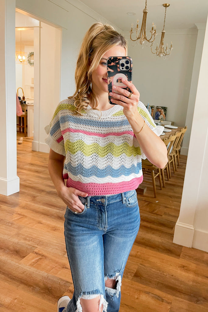 Keziah Colorblock Crochet Knit Sweater - Be You Boutique