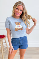 Cayden Bear Sweater Top from EE:SOME 131 Spring Sweaters collection, featuring a cozy bear-themed knit design in soft pastel colors.