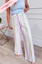 TCEC Hannah Multi Printed Straight Leg Pants in style 156, featuring colorful multicolored patterns and a relaxed fit.