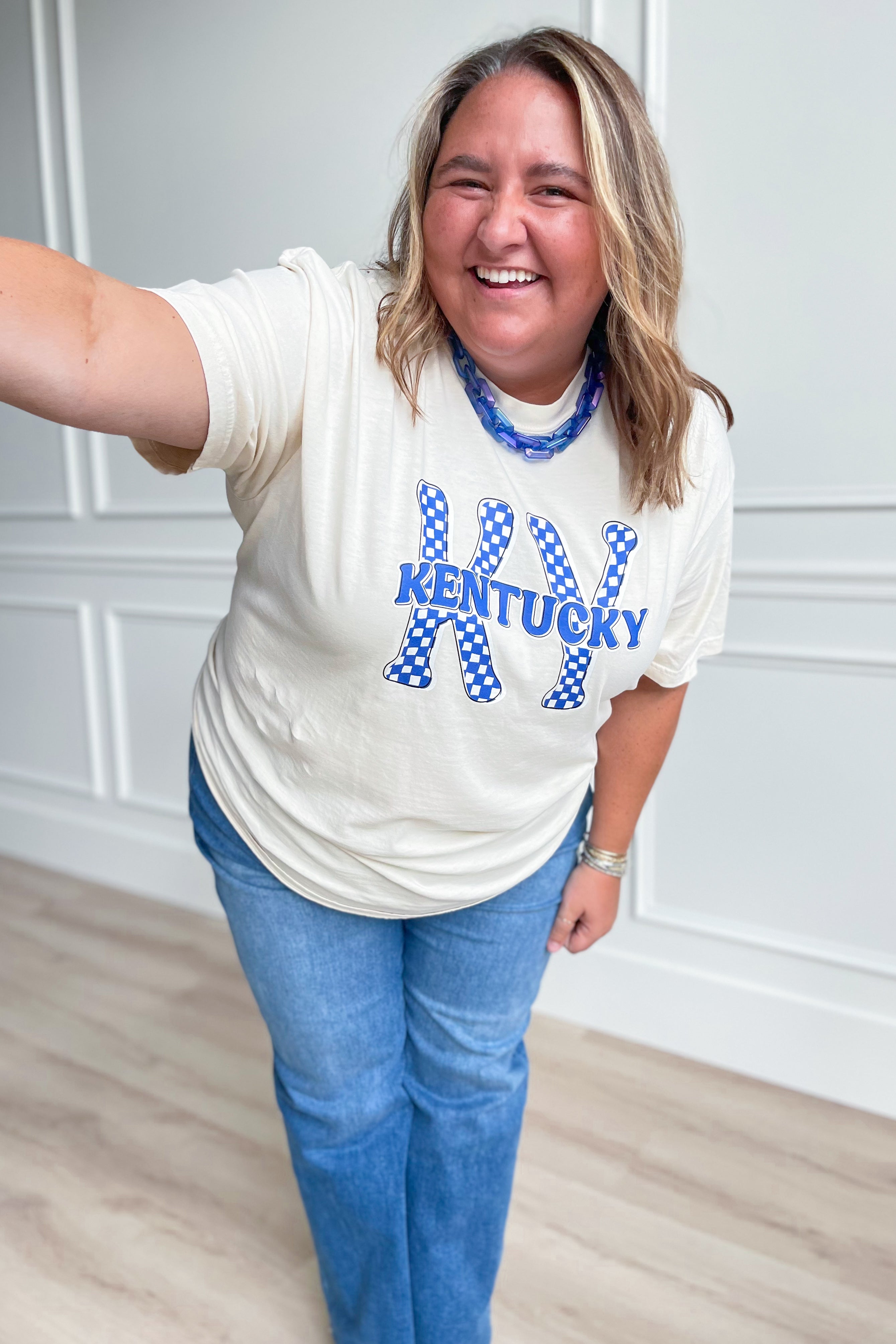 Kentucky Checkered Graphic T-shirt - Be You Boutique