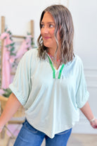 Cindy Pin Striped Collared Neck Top - Be You Boutique