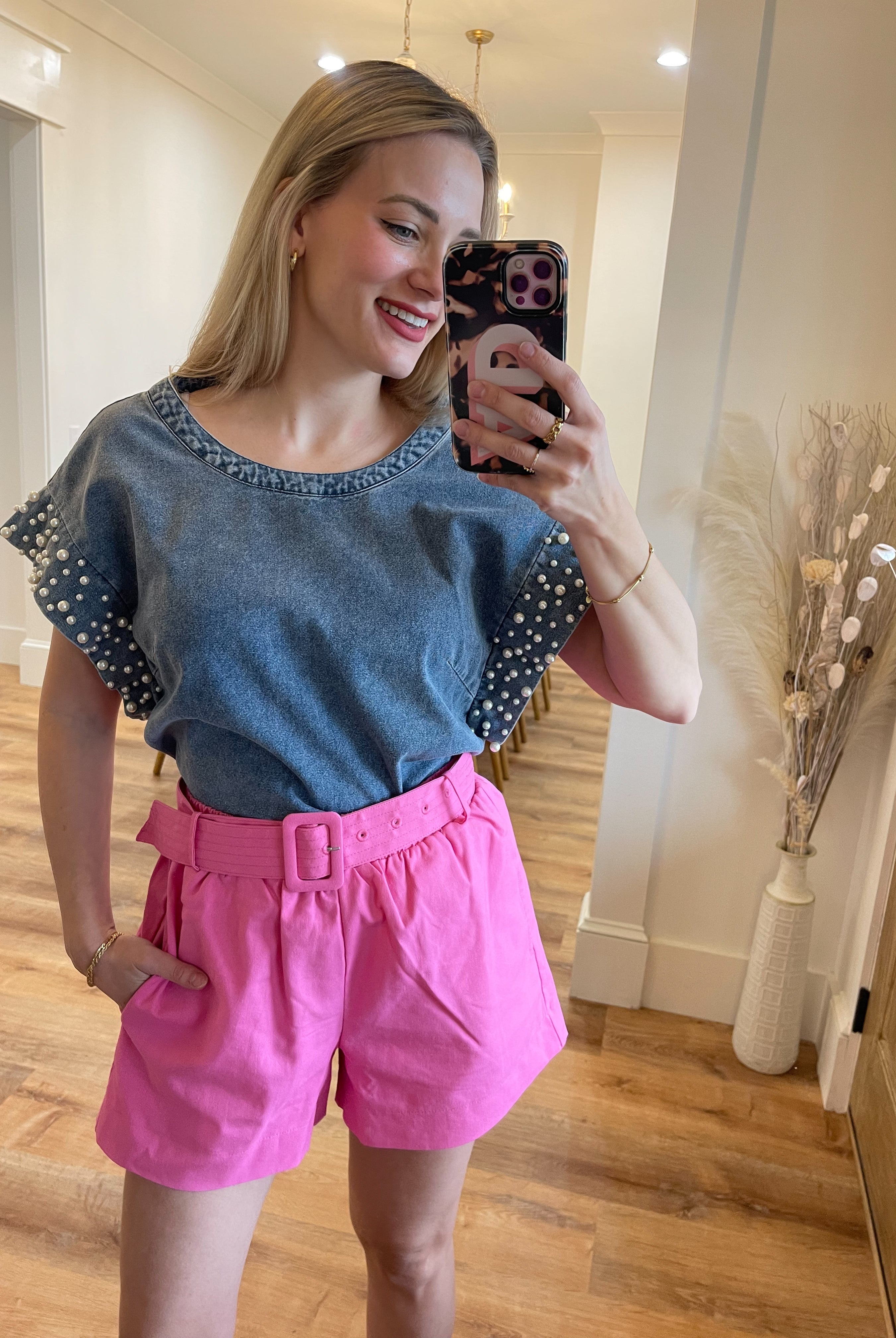 Janice Denim and Pearl Top - Be You Boutique