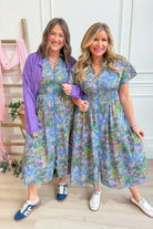 Carrie Split Neck Printed Midi Dress - Be You Boutique