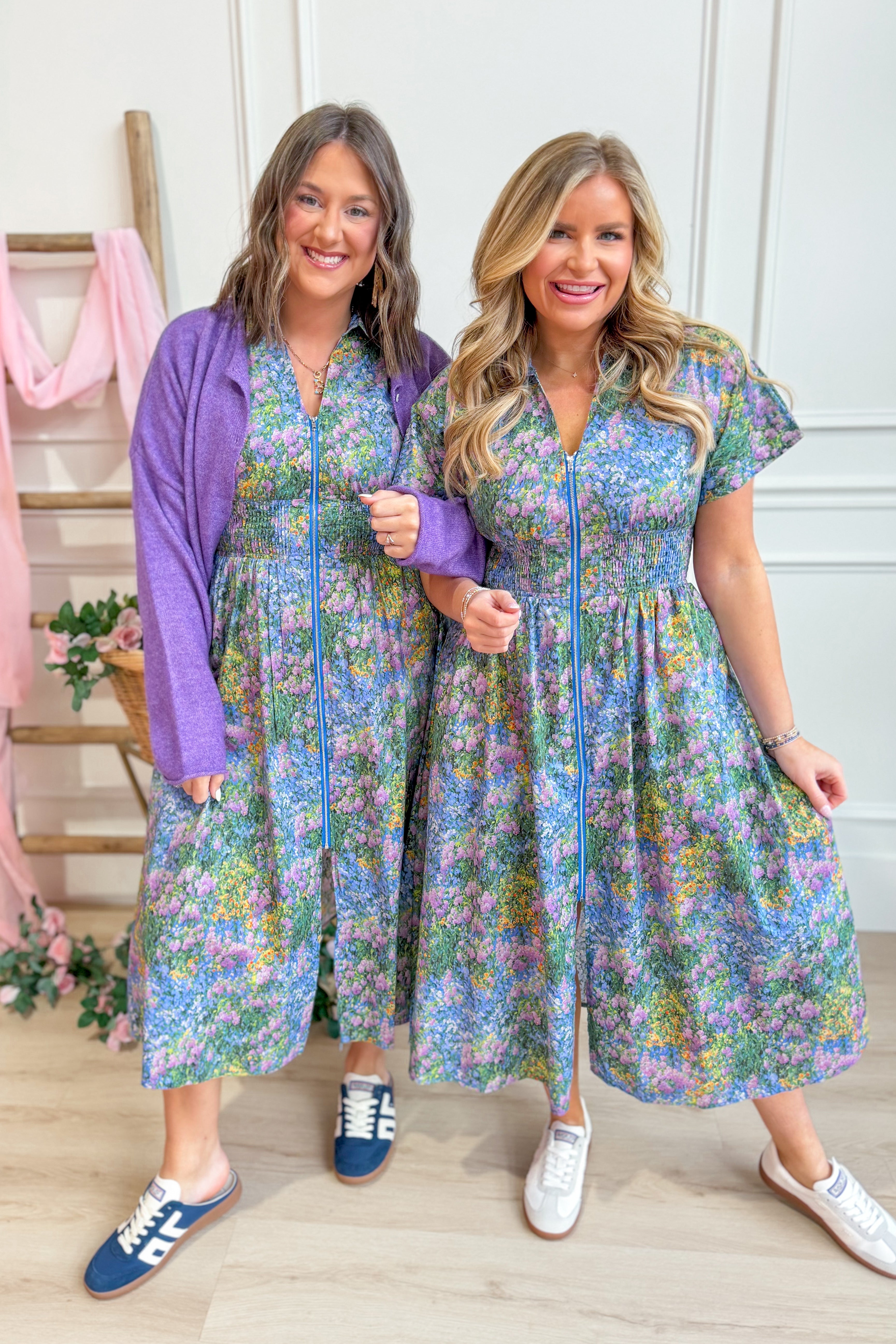 Carrie Split Neck Printed Midi Dress - Be You Boutique