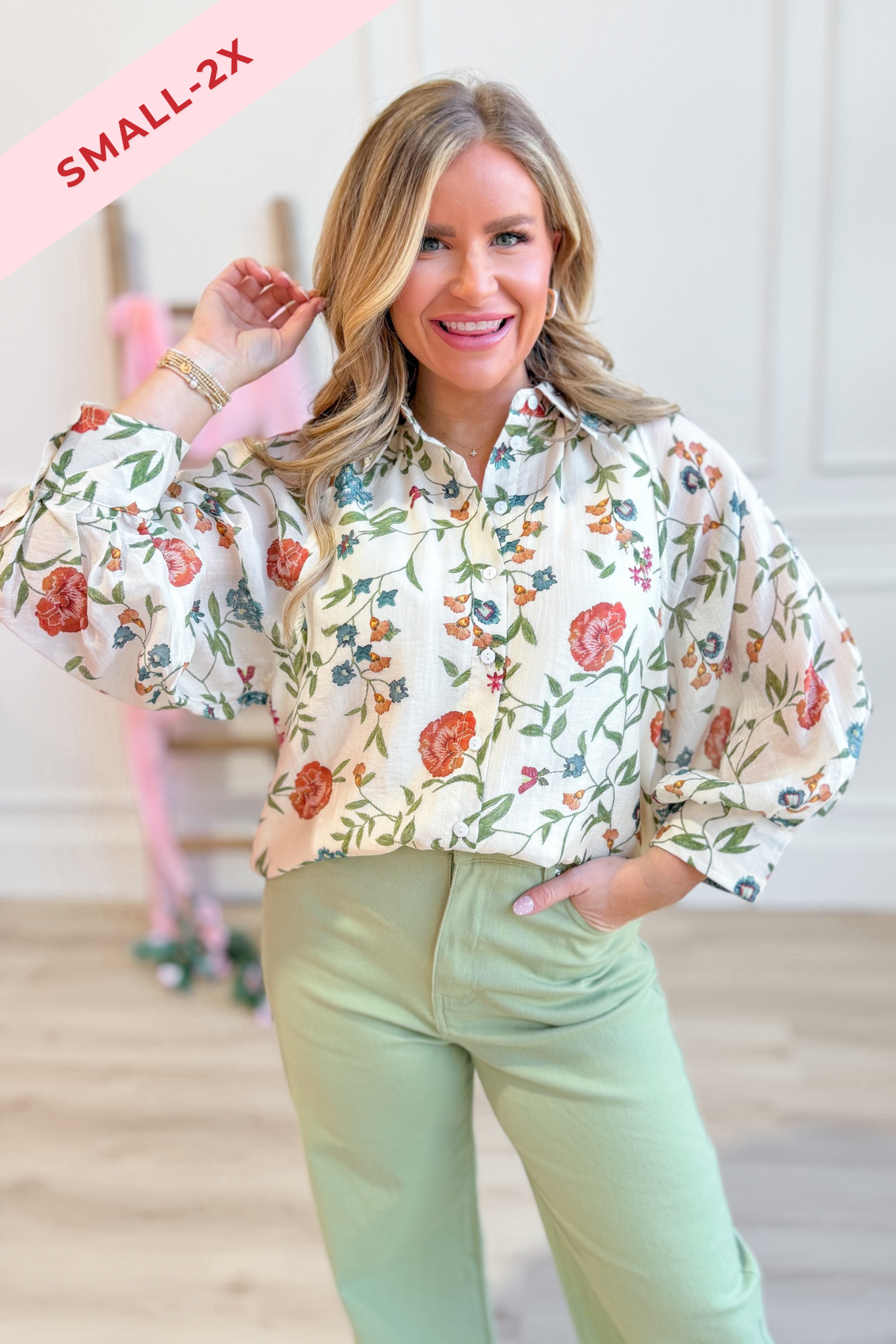 Katy Floral Button Closure Top - Be You Boutique