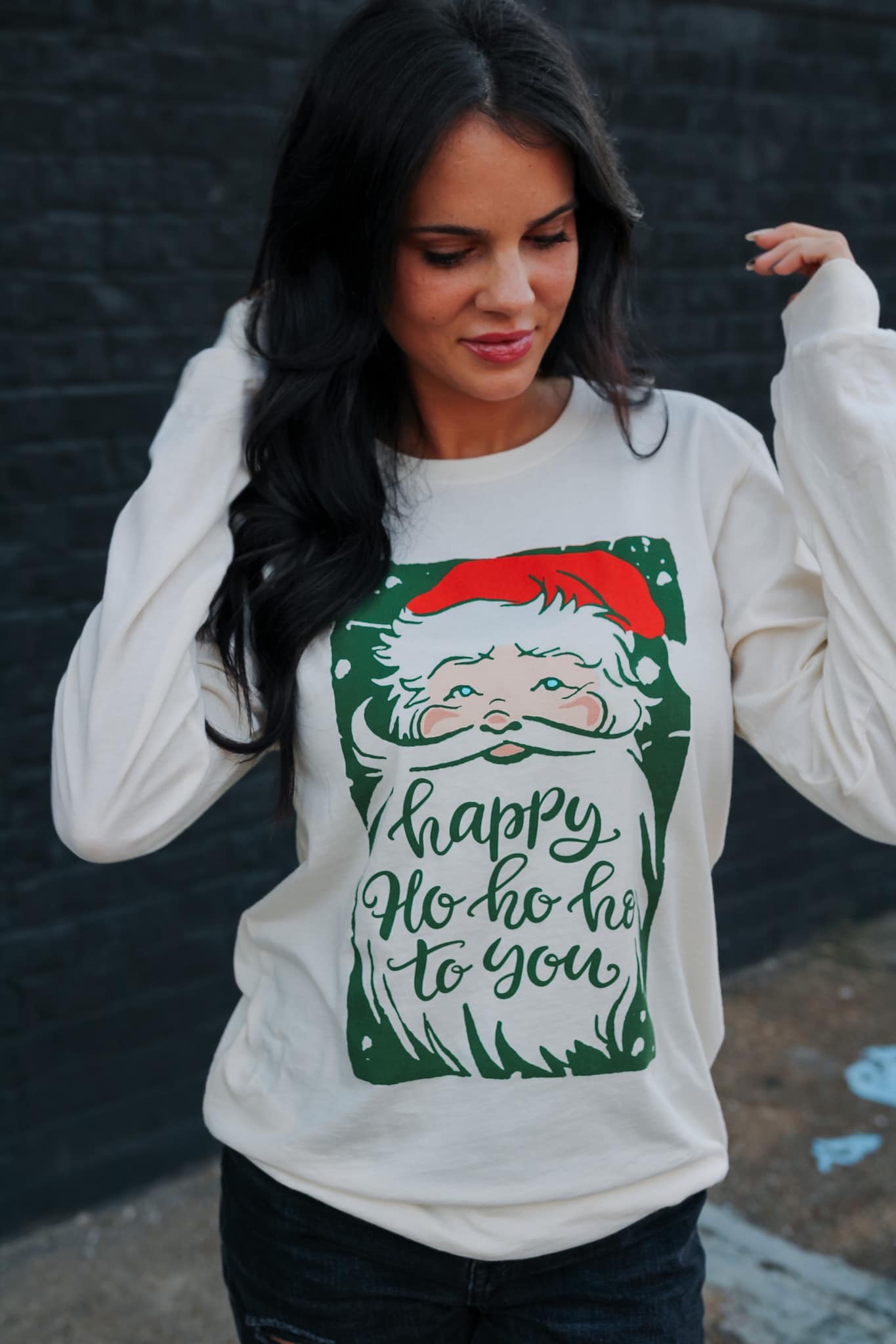 Happy Ho Ho Ho Long Sleeve Unisex Graphic Tee - Be You Boutique
