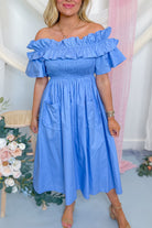 Hannah St Poplin Off The Shoulder Dress - Be You Boutique
