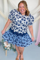 Lena Floral Ric Rac Trim Short Sleeve Dress - Be You Boutique