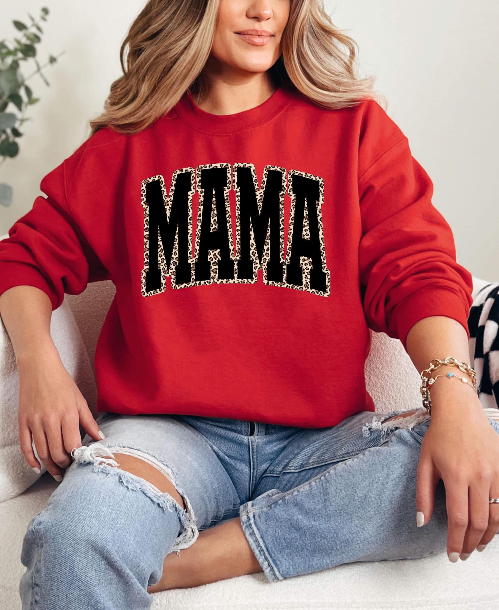Mama Animal Print Long Sleeve Crew Neck Graphic Sweatshirt - Be You Boutique