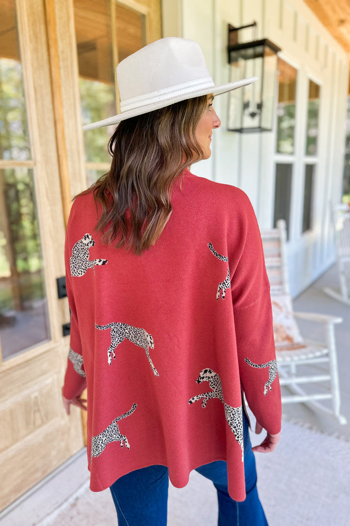 Lola Mock Neck Long Sleeve Animal Print Sweater - Be You Boutique