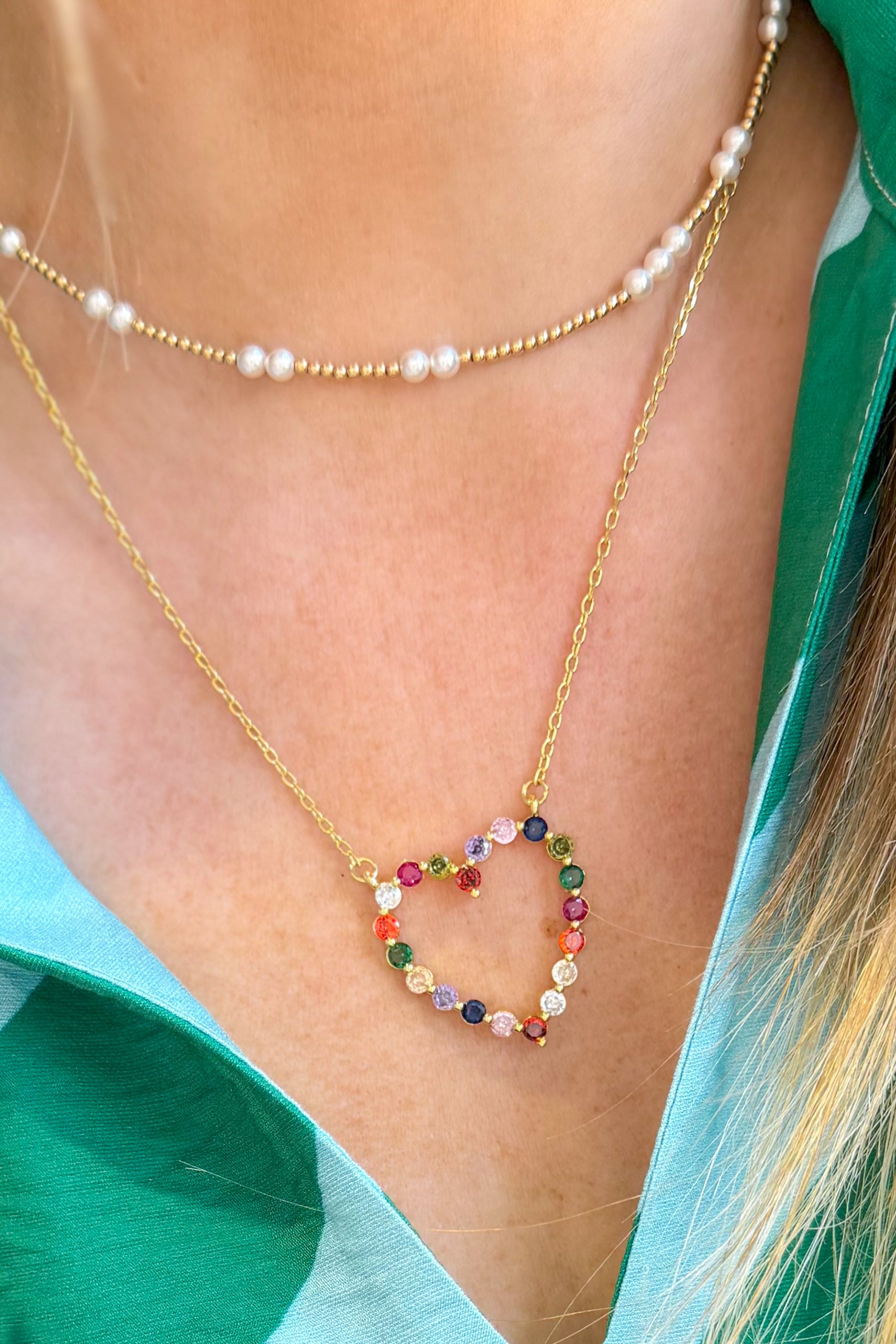 Treasure Jewels Sparkle Multi Heart Necklace - Be You Boutique