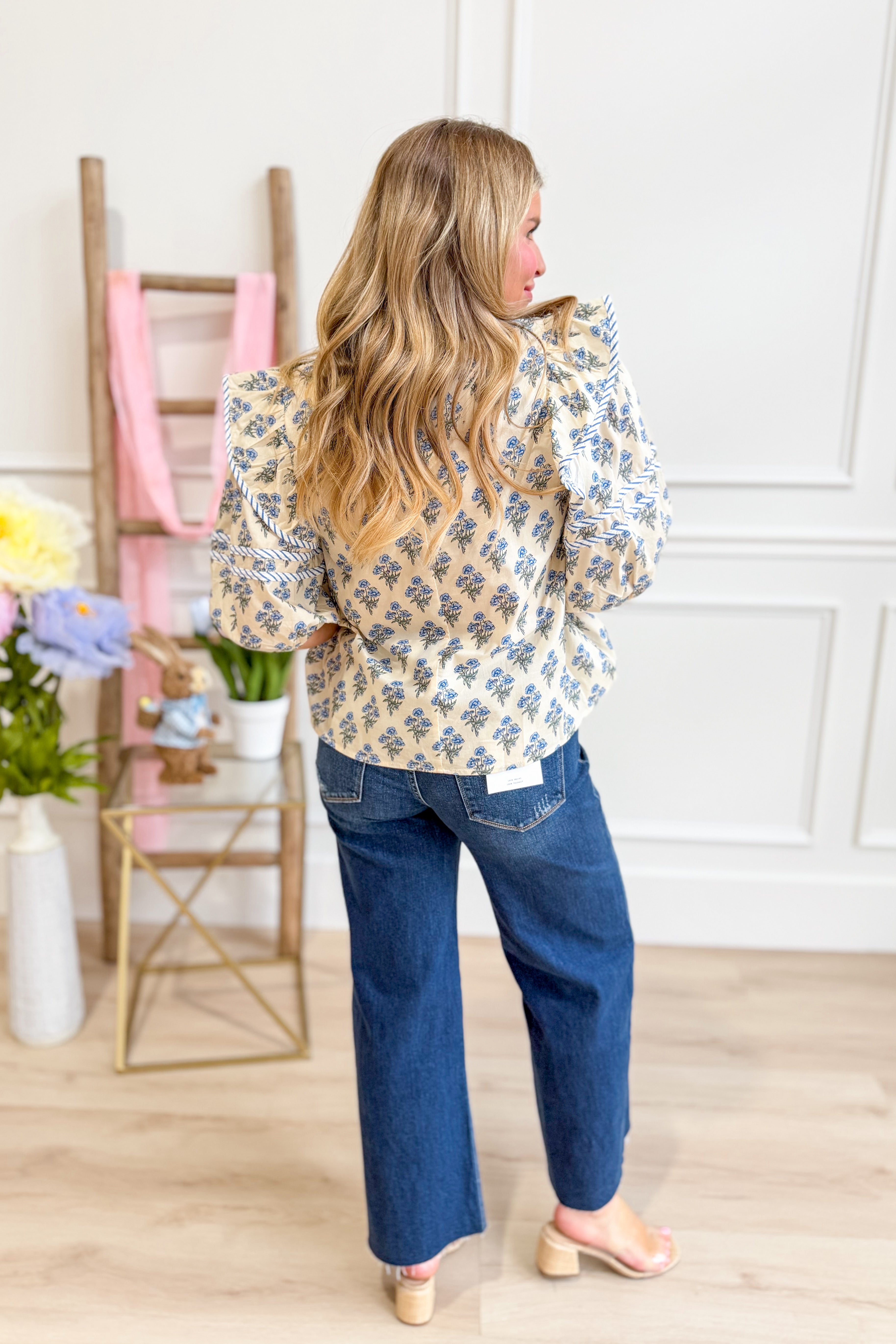 Eleanor Striped Contrasted Trim Floral Top - Be You Boutique