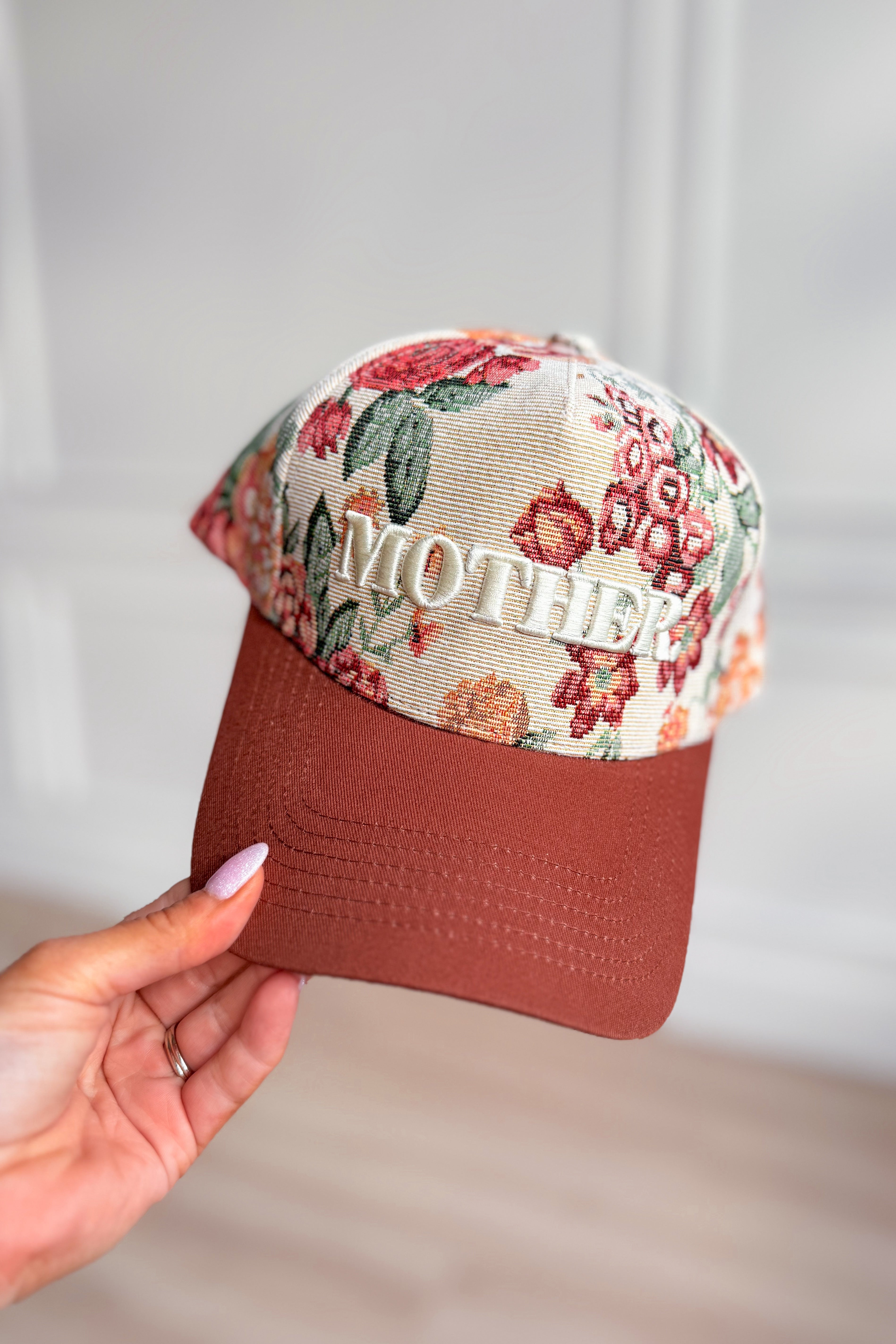 Floral Mother Embroidered Hat - Be You Boutique