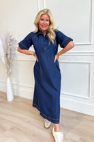 Kiana Denim Raglan Sleeve Midi Dress - Be You Boutique