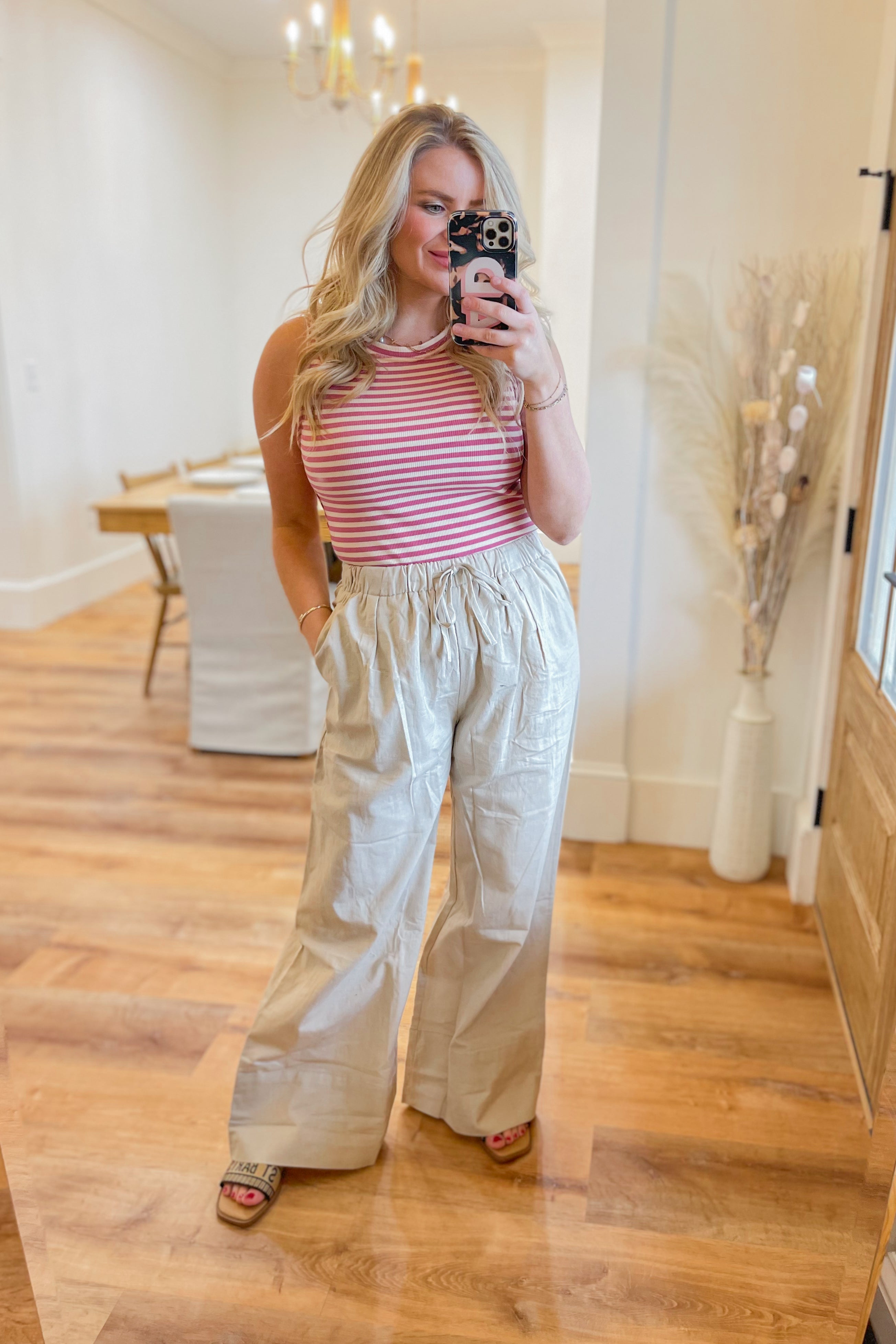 Winifred High Waisted Wide Leg Drawstring Waist Pants - Be You Boutique