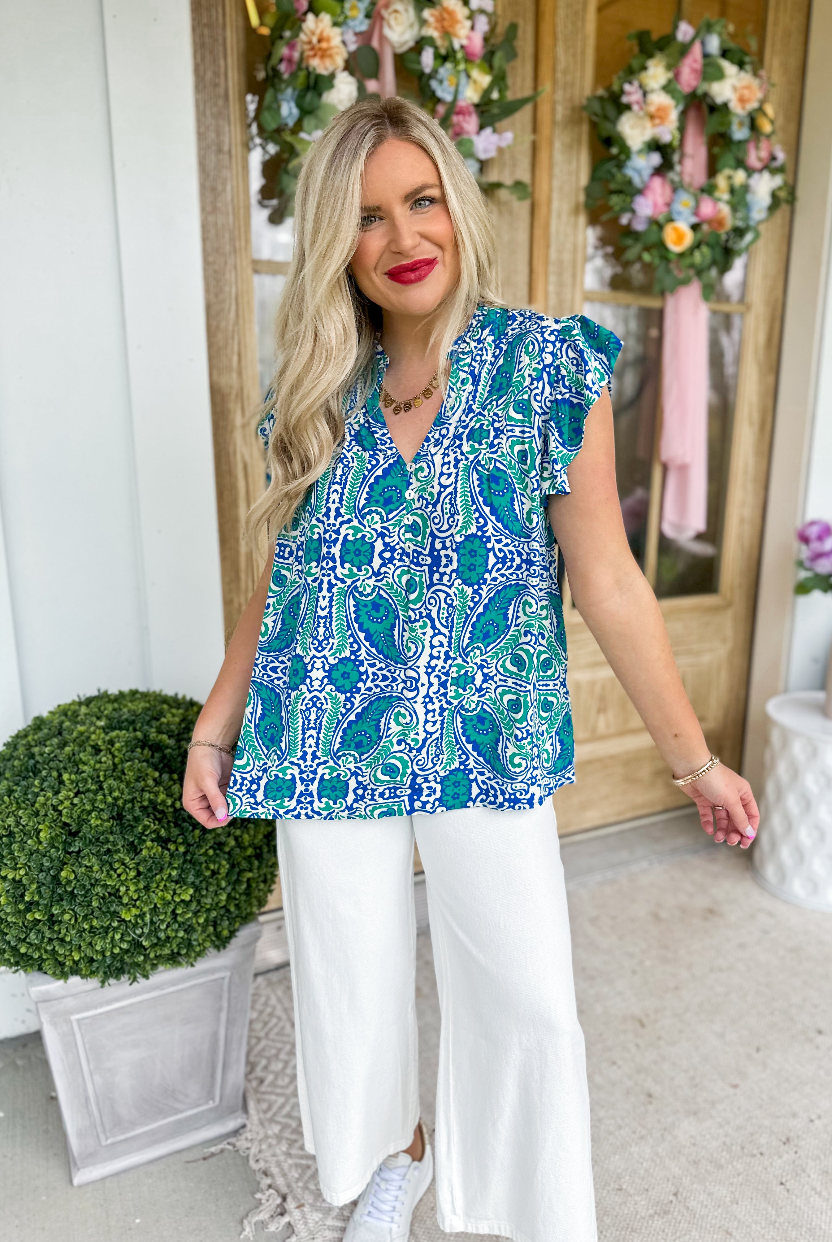 Sabrina Printed Short Sleeve Top - Be You Boutique