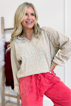 Addy Textured Floral Raglan Sleeve Top - Be You Boutique