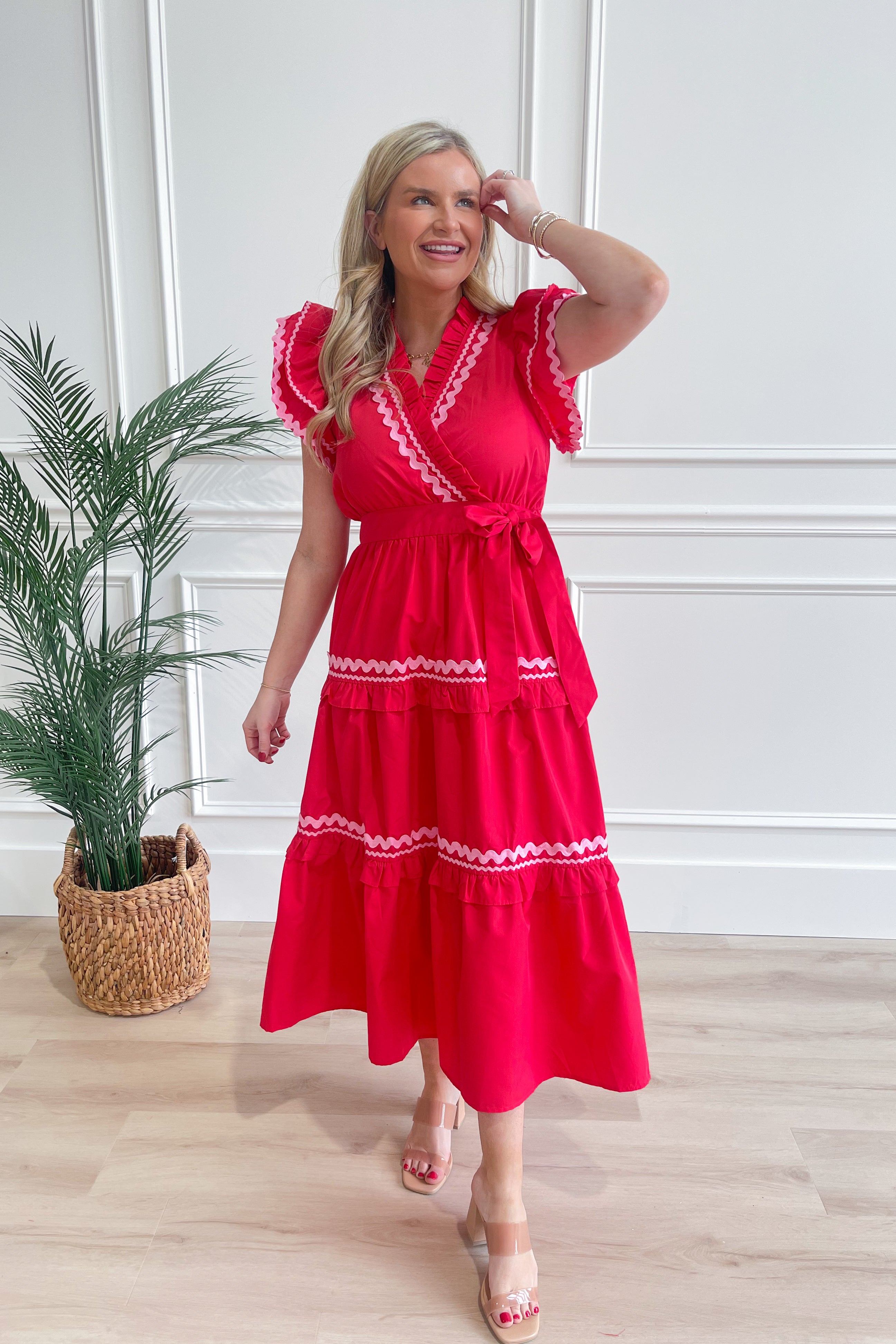 Courtney Ric Rac Trim Midi Dress - Be You Boutique