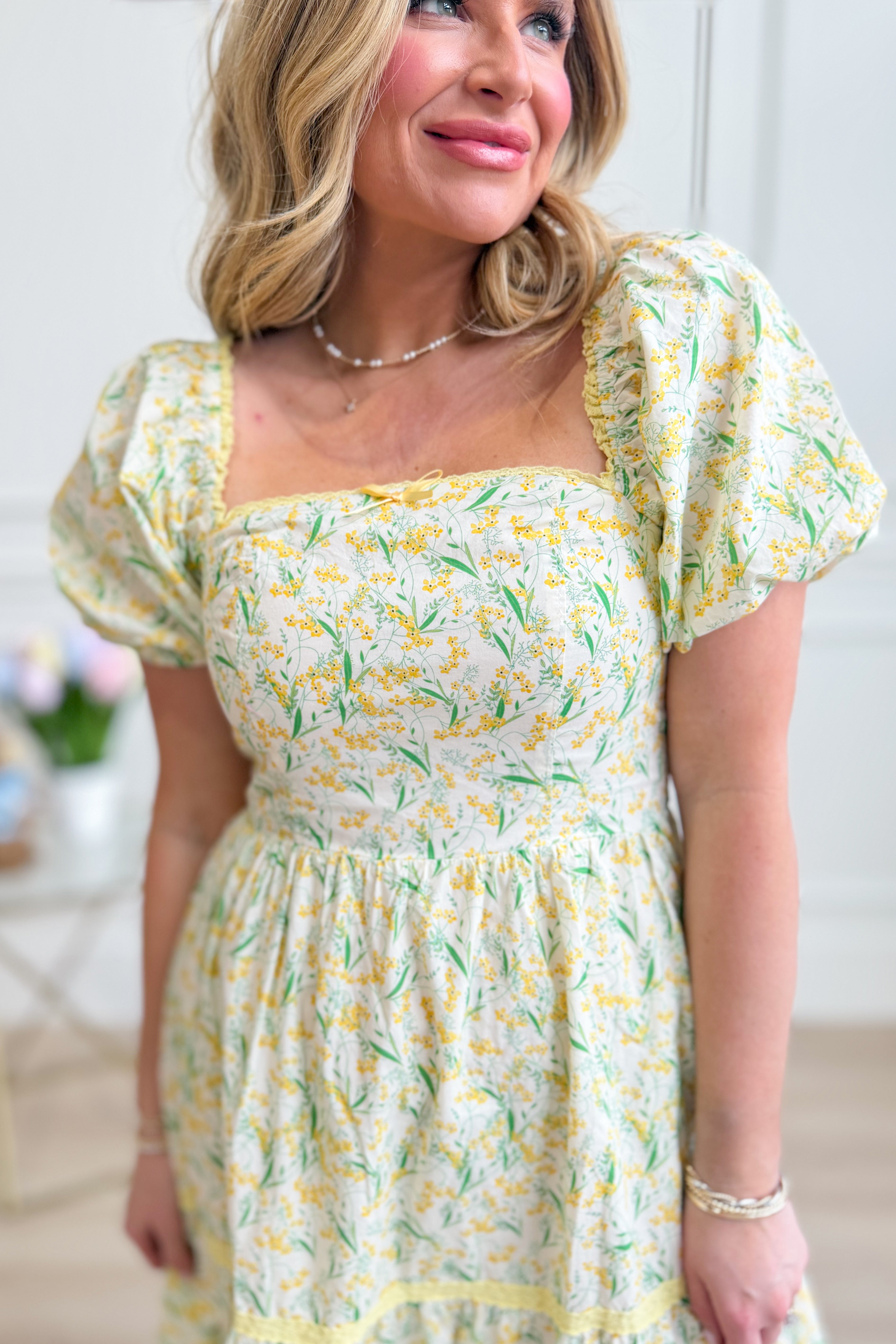 IN LOOM Bloom floral square neck maxi dress featuring a vibrant floral pattern and elegant flowy design for dressy occasions.