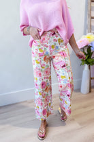 ENTRO Nick Botanical floral printed 156 pants, lightweight and stylish with vibrant botanical patterns, perfect for casual wear.