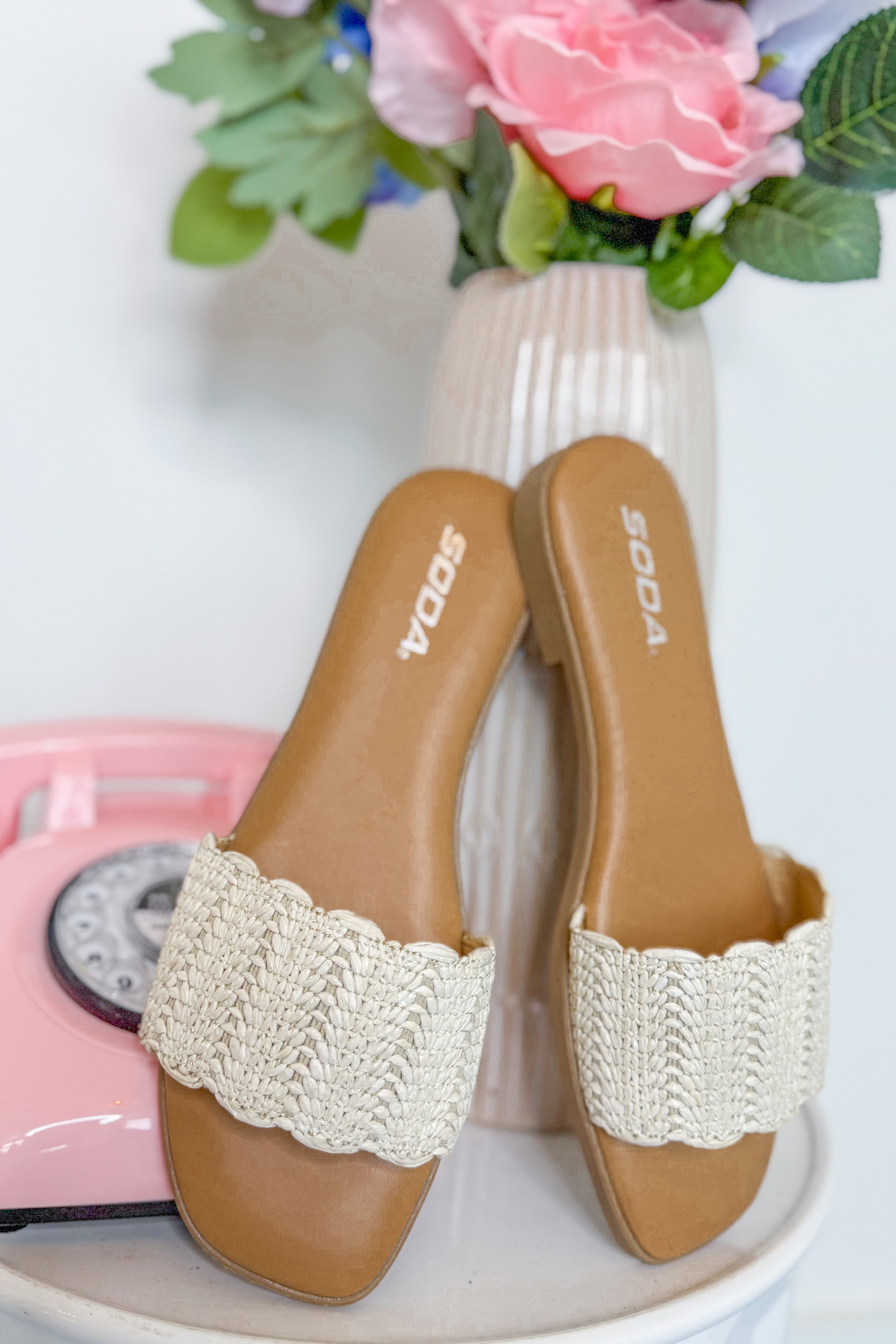 Soda Screen Scallop Raffia Sandal - Be You Boutique