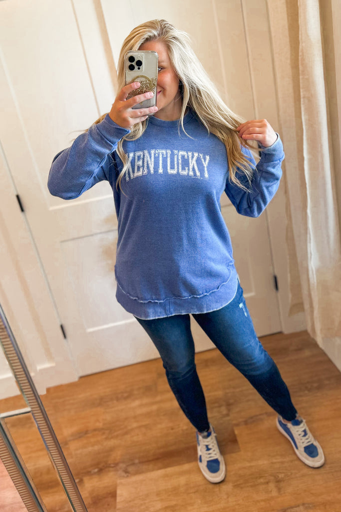 Kentucky Royal Scoop Fleece Heather Long Sleeve Sweatshirt Top - Be You Boutique
