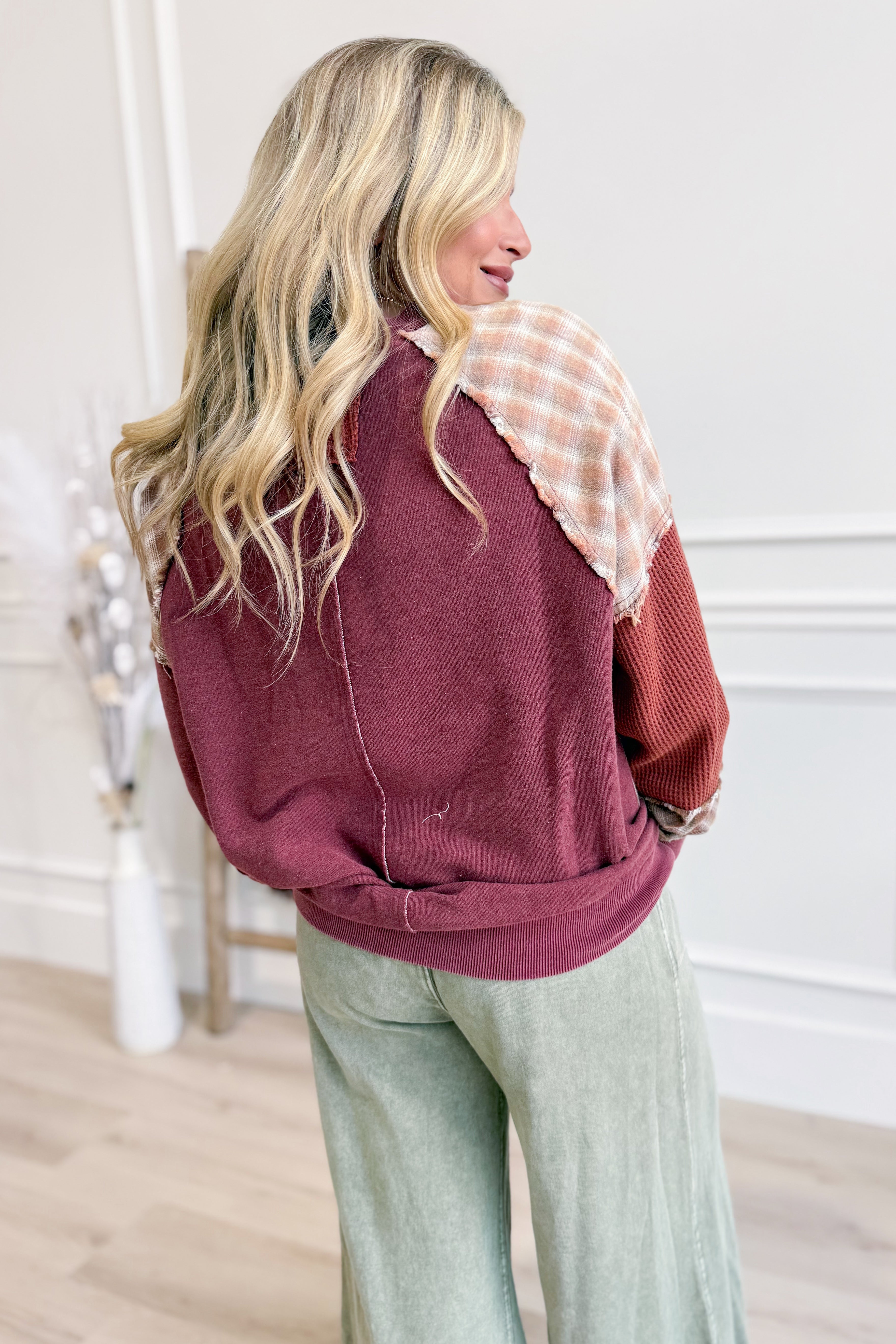 Linda Plaid Patchwork Long Sleeve - Be You Boutique