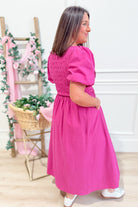 Lisa Striped Smocked Bubble Sleeve Maxi - Be You Boutique