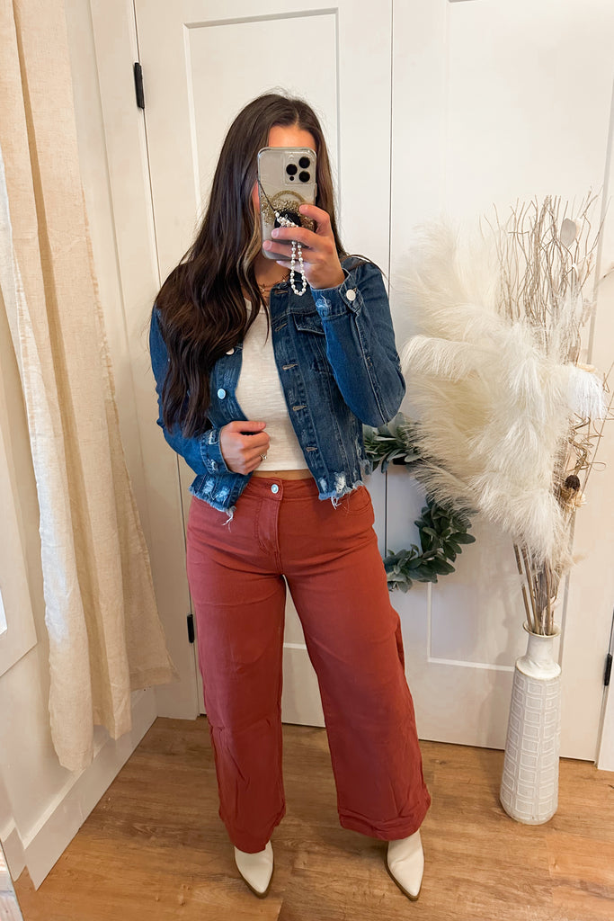Dara Acid Wash High Rise Wide Leg Pant - Be You Boutique
