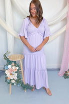 Lettie Flutter Bell Sleeve Maxi Dress - Be You Boutique