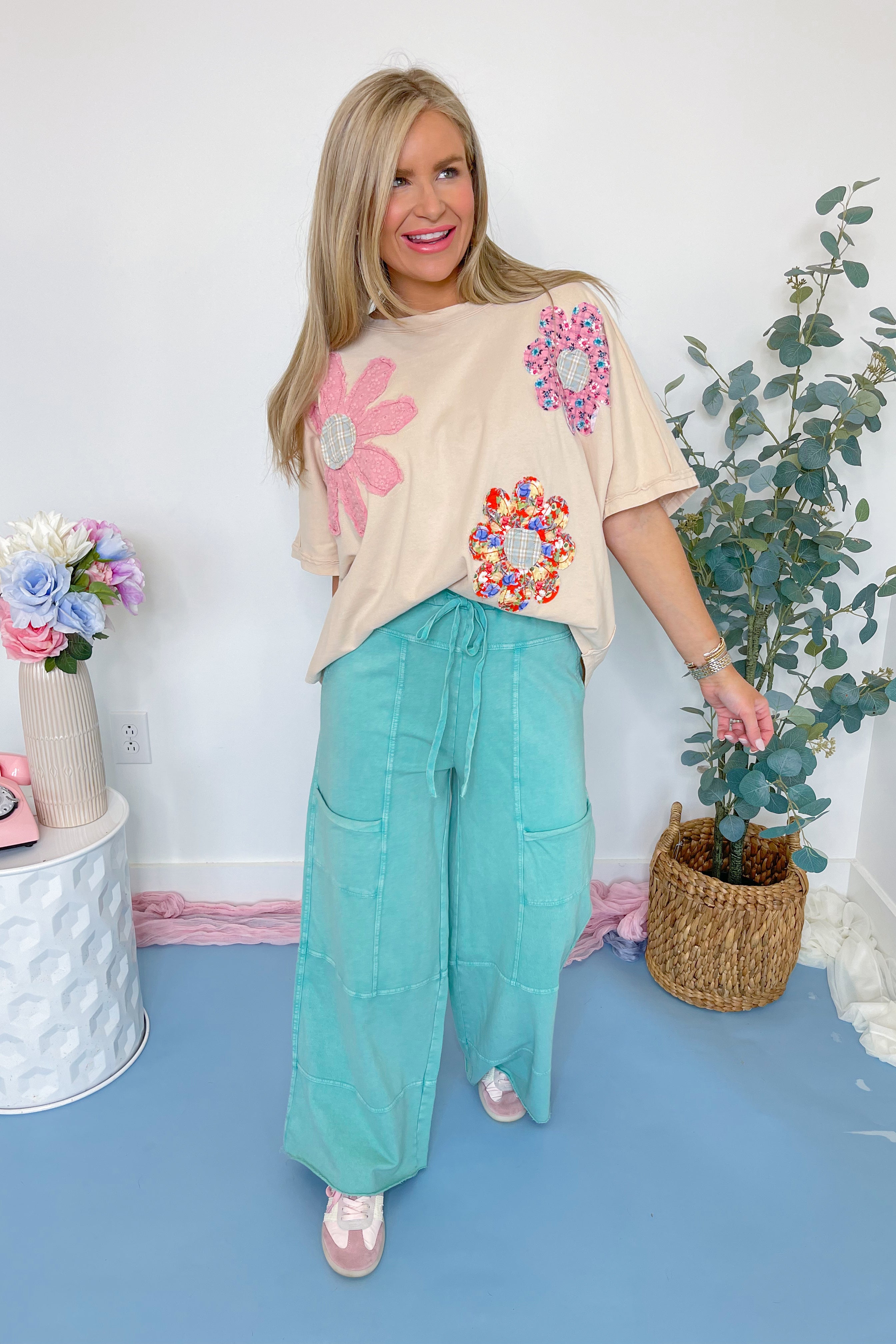 Billie Flower Patch Mineral Washed Top - Be You Boutique