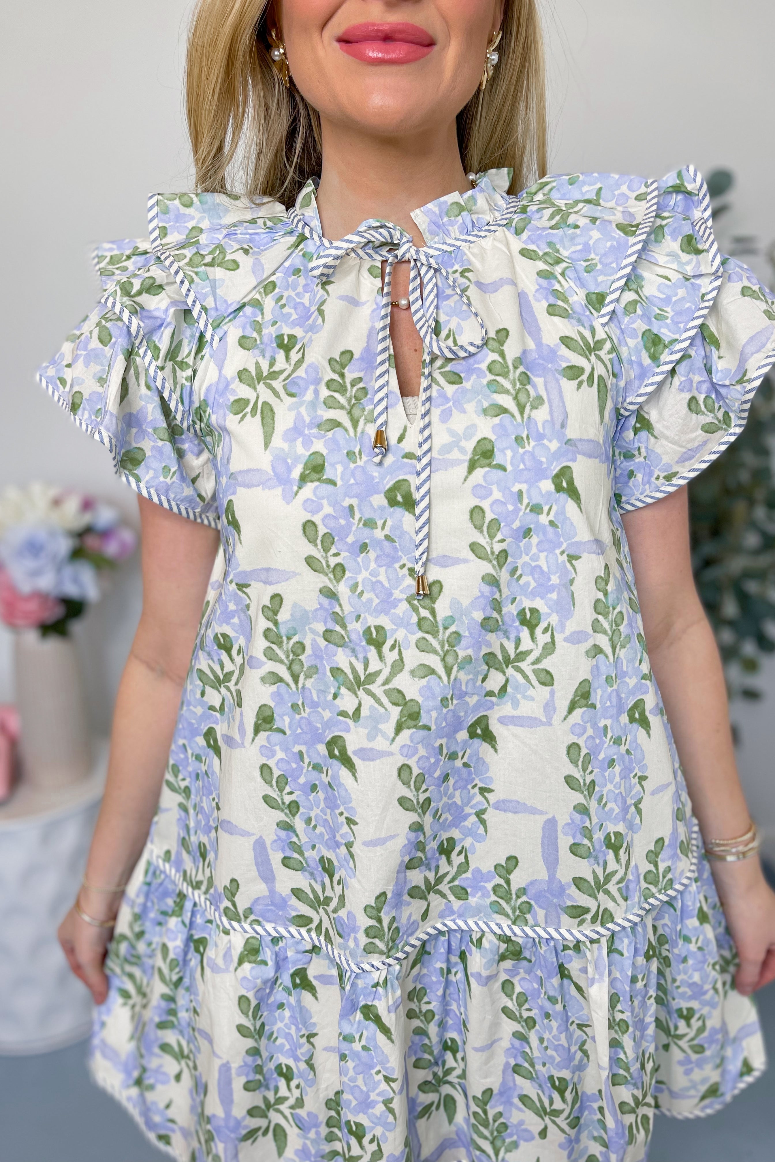 Roman Floral Triple Ruffle Sleeve - Be You Boutique