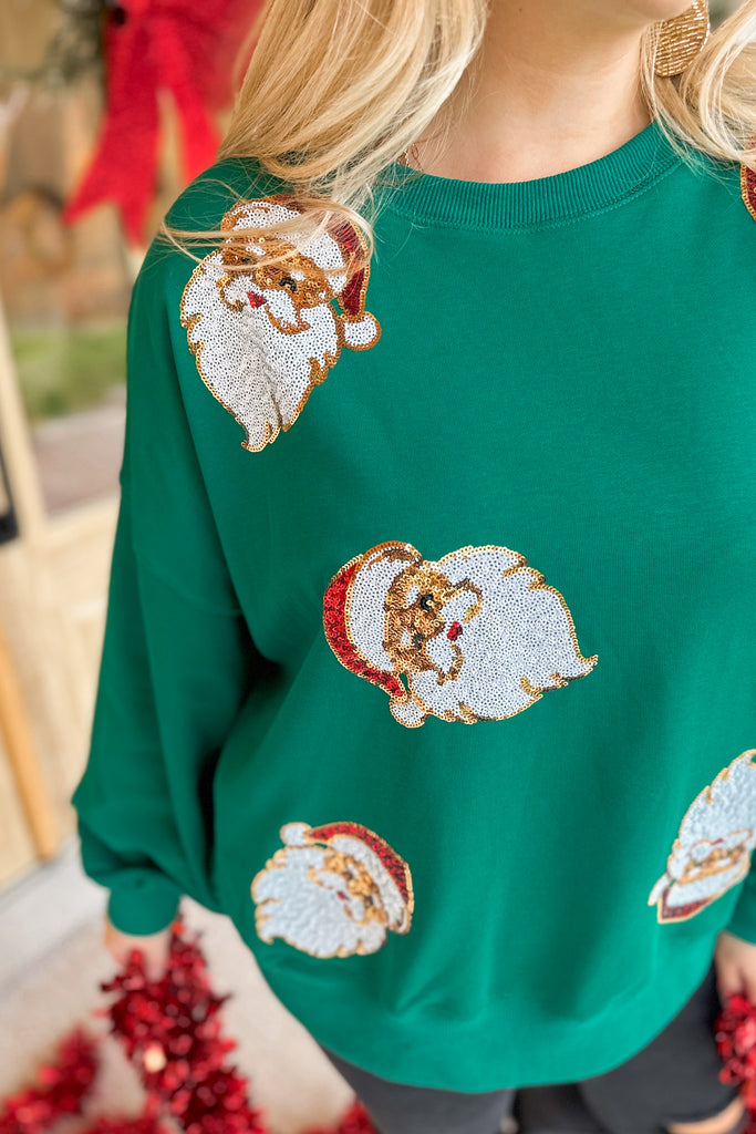 Santa Sequine Loose Fit Sweatshirt Top - Be You Boutique