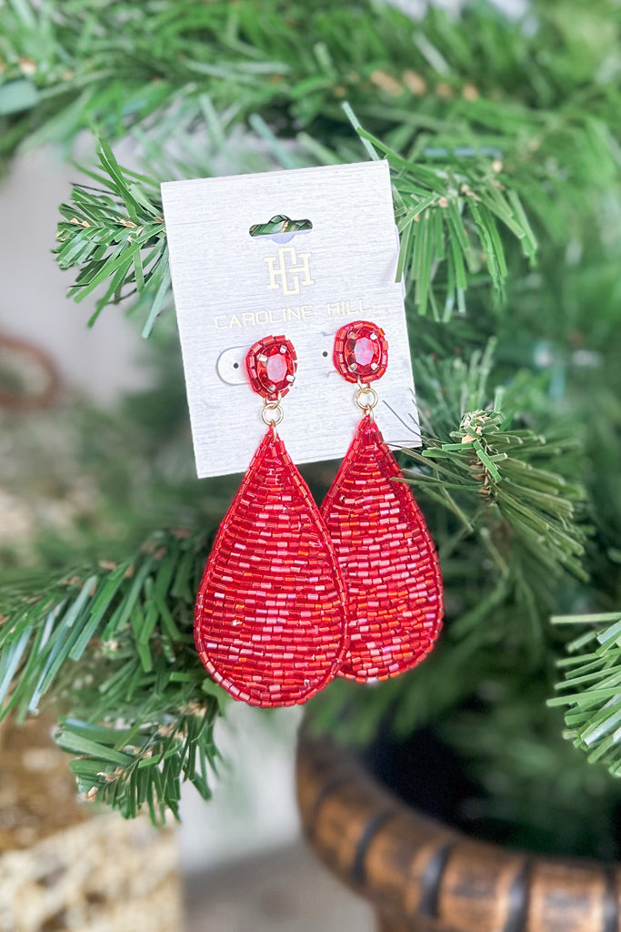 Caroline Hill Kathleen Beaded Rop Earrings ~ Red - Be You Boutique