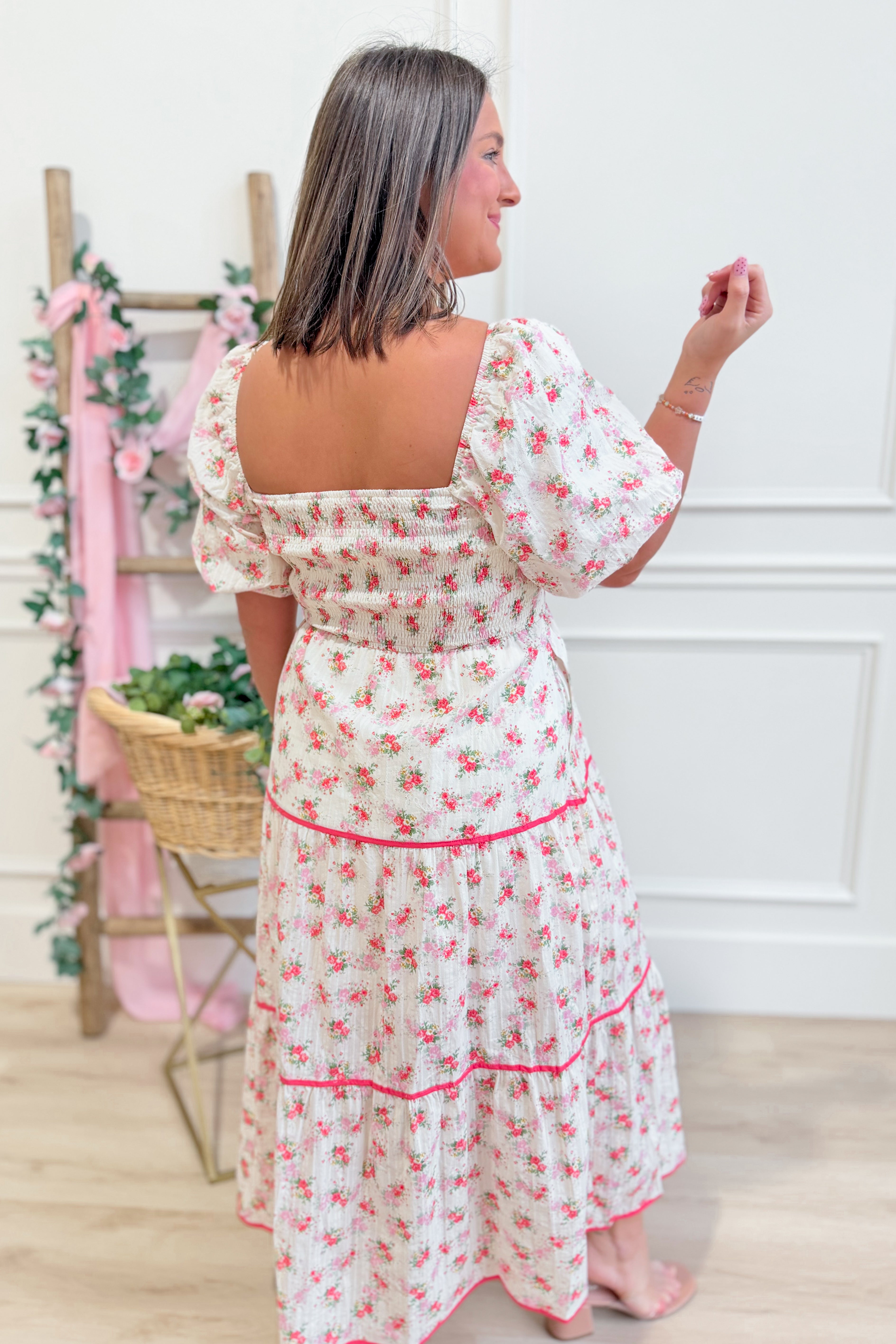 Janie Gauze Floral Printed Dress - Be You Boutique