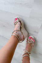Berness Rhea Gold Wedge Sandal with ankle strap and chunky heel, stylish women's 212 other shoes for summer wear.