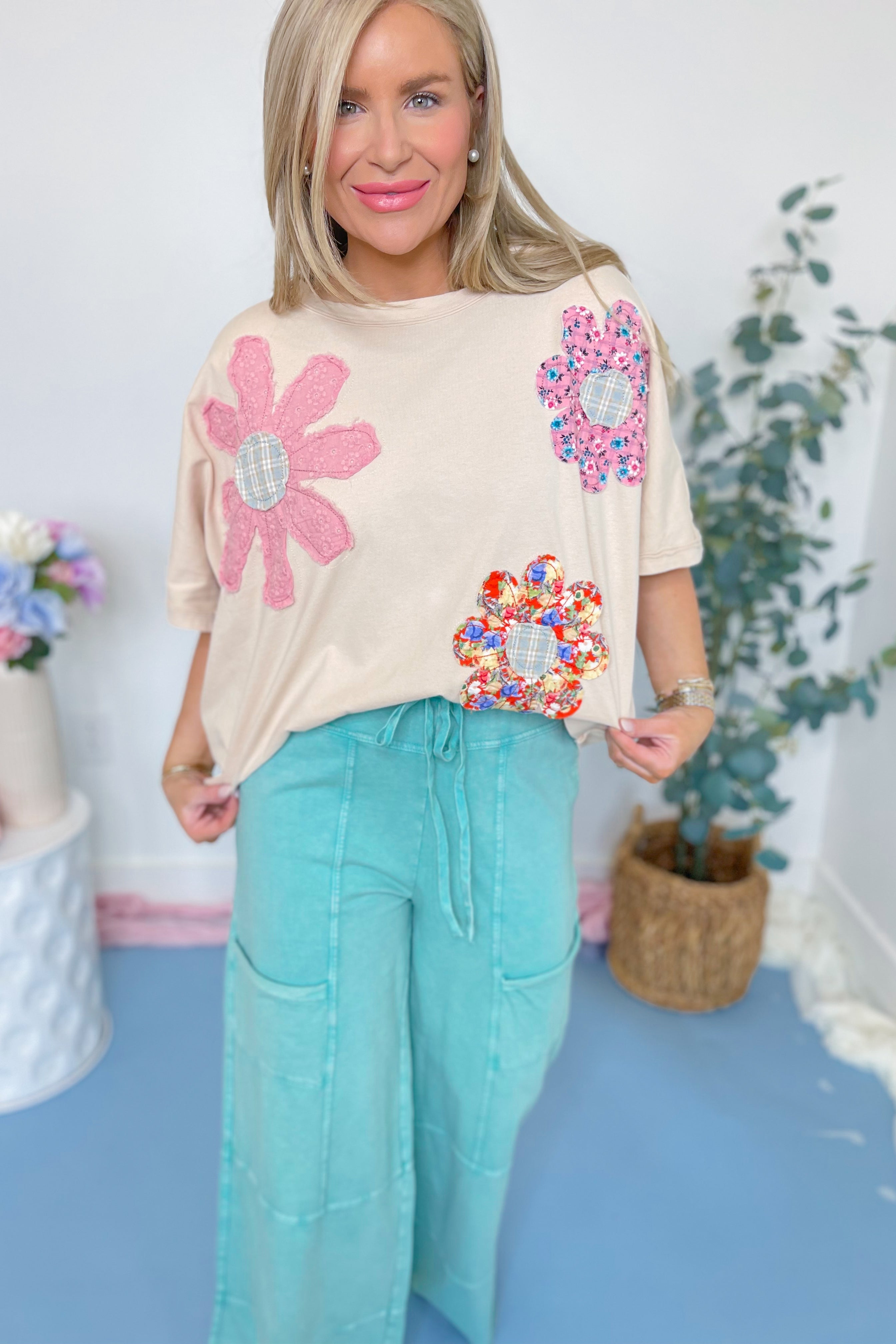 Billie Flower Patch Mineral Washed Top - Be You Boutique