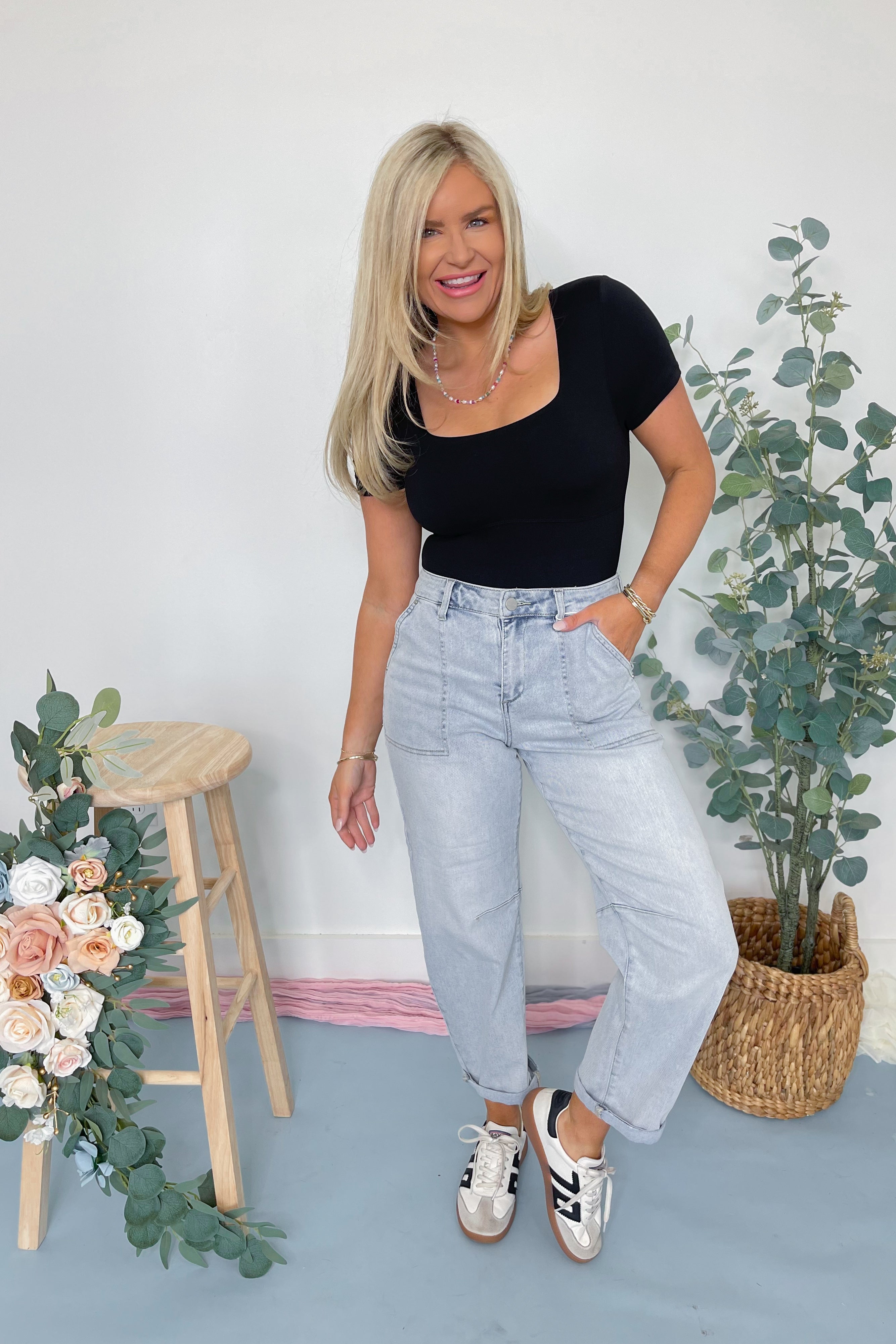 Kennedy Square Neck Short Sleeve Bodysuit - Be You Boutique