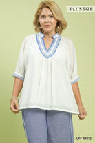 Lynette Solid Trim Detailed Top - Be You Boutique